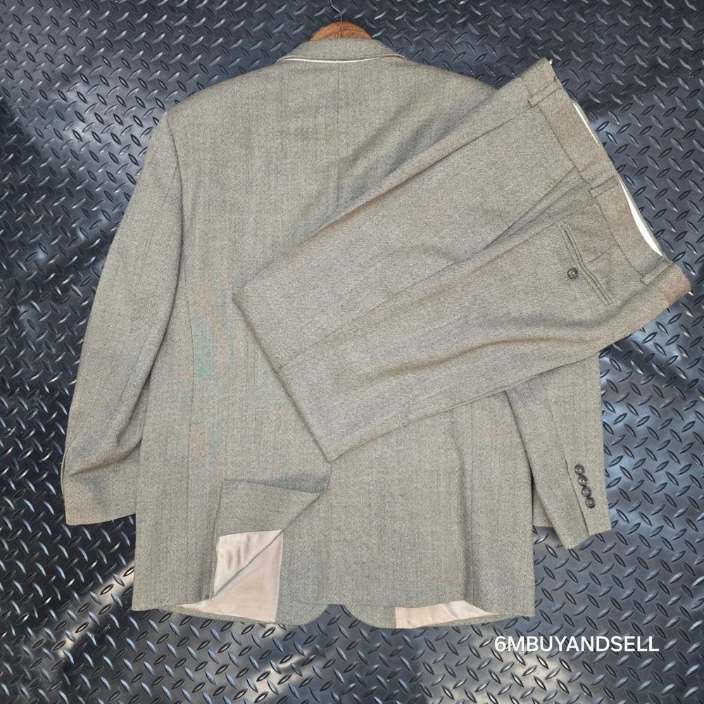 Stafford Mens 2 Piece Suit 42R 36W Tan Brown 100% Wool 3Button Tweed Blazer Pant